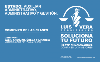 Inicio 11 COMENZAMOS GRUPO ESTADO.- MARTES 8 DE OCTUBRE PRIMERA CLASE. AUXILIAR ADMINISTRATIVO, ADMINISTRATIVO Y GESTIÓN